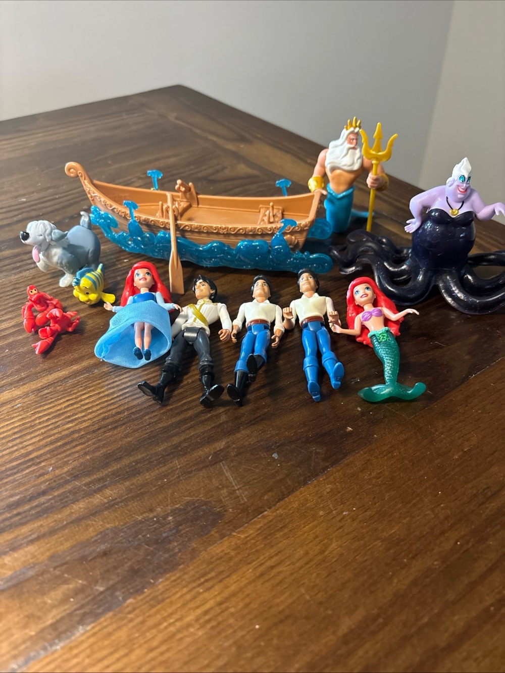 Disney The Little Mermaid Mattel Figure Lot Ariel Eric Ursula Triton Boat 2011